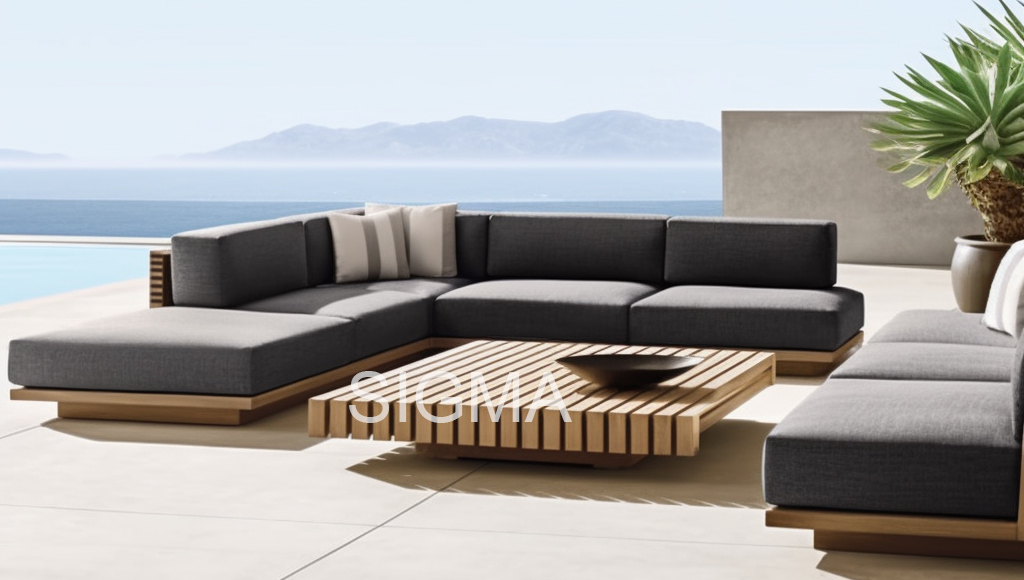 New Design Outdoor Patio Luxury All Weather Garden Sofa Set Solid Wooden Furniture Teak Sofa