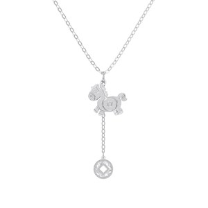 Collier pendentif cheval du zodiaque chinois en <span class=keywords><strong>argent</strong></span> S925 avec chaîne à maillons et zircone 5A, Dylam Lucky 2026, Bonne année, pour cadeau ou usage quotidien - Product Image 1
