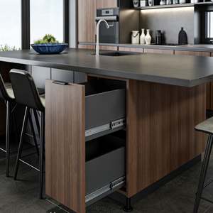 Armoire de cuisine à deux tons personnalisée avec îlot central, panneau mat, rangement intégré, respectueux de l'environnement, prêt à assembler - Product Image 6