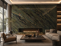 Dalle de marbre poli Monet Forest pour panneau mural en bois massif, comptoir de bar, plateau de console, carrelage mural de douche et découpe sur mesure