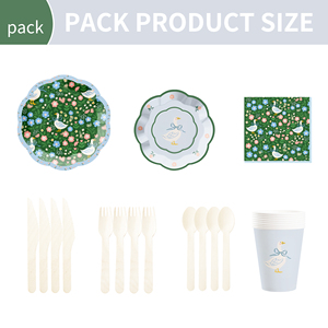 DAMAI Spring Tea Party Decoration Green Floral Plate with White Goose <b>Disposable</b> <b>Tableware</b> Set Paper Napkins Cups Plates - Product Image 5
