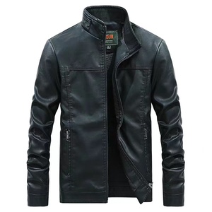 Ready to Ship Autumn Winter High Quality Handsome Style <strong>Men's</strong> Zipper Motorcycle <strong>Jacket</strong> Stand Collar Hooded PU Leather - Product Image 2