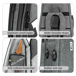 Coolift-D Mochila Estilo Guitarra Estuche Bolsas dobles Borgoña Eléctrico Mini Grueso Doble Duro Profesional A prueba de golpes Impermeable - Product Image 6