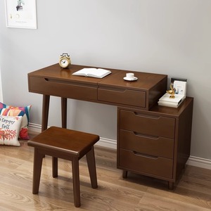 <span class=keywords><strong>Coiffeuse</strong></span> de chambre à coucher personnalisée moderne simple multifonctionnelle avec chaise miroir Coiffeuses de maquillage en bois fabriquées à la main - Product Image 4