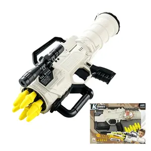 Long shooting range RPG rocket launcher with adjustable magnification toy gun bazooka soft bullet blaster gun toy with voice