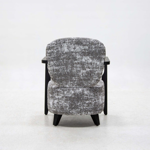 Fauteuil en tissu capitonné avec structure métallique, style luxe léger, haut de gamme, pour salon, chambre, appartement, villa, complexe hôtelier, design moderne et minimaliste - Product Image 5