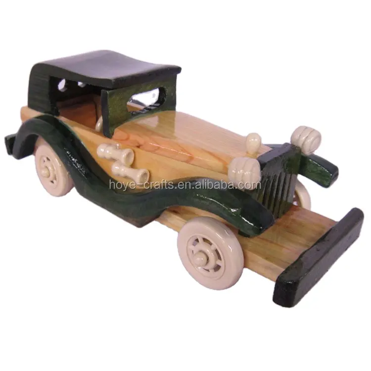 Hout Speelgoed Auto Gift Handgemaakte Groene Truck Miniatuur Vintage Auto