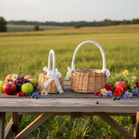 Panier de rangement de cuisine en rotin tissé à la main en saule moderne, forme circulaire, écologique, multifonction, petit panier