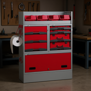Armoire à outils 5006 C1 rouge en acier avec tiroirs et porte pour usage en atelier - Product Image 3