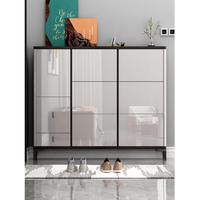 Zapatero Abatible Ultrafino para Entrada de Casa, Mueble Recibidor de Madera, Estante Estrecho para Zapatos con Cubo Basculante