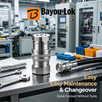 Raccord rapide hydraulique Bayou-Lok en acier inoxydable poli à face plate, 3/8 et 1/2 pouce, avec conception de serrage à verrouillage pour une grande stabilité