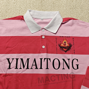 Benutzer definierte Streetwear Männer Vintage Stickerei Druck Polos Shirts Übergroße Boxy Langarm Button-up Rugby Polo Shirts - Product Image 2