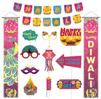 Bannière, drapeau, guirlande, enseignes de porche, ornement hindou, accessoires photo et décorations pour fête de Diwali, maison, chambre, cheminée, mur, porte et stand photo