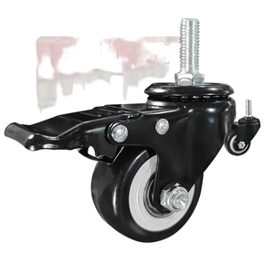 Rodízios Industriais de Polipropileno com Haste/Placa, 1.5-2.5 Polegadas, Pretos, com Trava, para Móveis, Camas e Mesas, Pequenos, Giratórios, com Rosca - Product Image 1