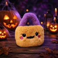 Sac de bonbons en peluche douce et écologique, motif citrouille d'Halloween, idéal pour les enfants, panier cadeau pour fête, vente en gros