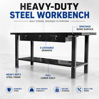 Station de travail tout métal en acier, supportée par OEM, 3 tiroirs verrouillables, étagère inférieure, taille personnalisable disponible, 200 kg