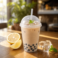 Gobelet à thé au lait en plastique PP réutilisable de qualité alimentaire, gobelet multicolores avec couvercle et paille pour bubble tea à emporter et services de traiteur