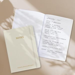 Custom Gold Stamp Embossed A5 Beige Modern Leather Hardcover 180 Sheets <b>Lined</b> Thread Sewing 80-120 GSM Gift Craft Diary Journal - Product Image 2