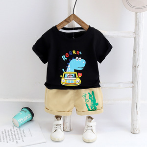 เสื้อผ้าเด็กคุณภาพสูงแบบใหม่ขายส่ง ชุดเสื้อยืดสีดำและกางเกงจ็อกเกอร์สำหรับเด็กเล็ก - Product Image 1