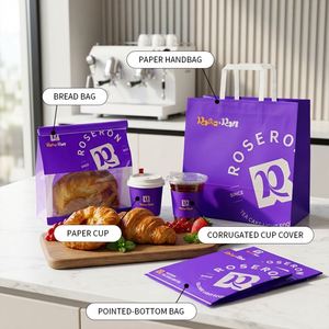 Customized Printed Eco-Friendly Recyclable Kraft Paper <b>Bags</b> for Food Packaging Delivery <b>Bread</b> Baking Cake Takeaway - Product Image 2