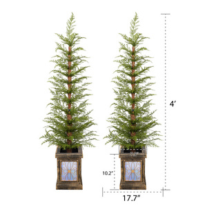 4ft Pre-Lit Artificial <b>Christmas</b> <b>Tree</b> 2-Piece Set PE Material Easy Assembly Pot Stand Holiday Display - Product Image 6
