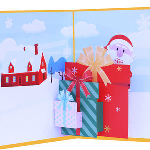 Papier recyclé Joyeux Noël <span class=keywords><strong>D</strong></span>écoration de vacances Impression de cadeaux Cartes de voeux Art 3d Pop Up Cartes de voeux de Noël avec enveloppes - Product Image 3