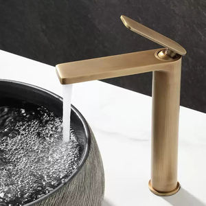 Robinet de lavabo vintage français en laiton, monocommande, monotrou, à poser sur comptoir, avec valve en céramique, finition brossée, pour salle de bain <span class=keywords><strong>WC</strong></span> - Product Image 3