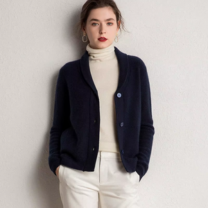 <span class=keywords><strong>Cardigan</strong></span> Corto da Donna Classico <span class=keywords><strong>Nero</strong></span>, Tessuto Personalizzato a Trama Intrecciata, Caldo e Spesso per Climi Freddi - Product Image 1