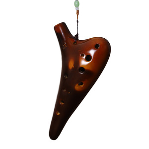 Ocarina en céramique jaune ambre à 12 trous, modèle Alto C AC, instrument à vent folklorique de fabrication artisanale pour l'enseignement musical - Vente en gros usine - Product Image 1