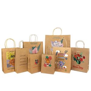 Single Color Name logo Printing Small Quantity Cheap Natual Color Bag 120gsm Kraft Paper Gift Bags Custom - Product Image 6