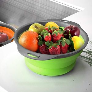 Juego de 2 coladores plegables de silicona con asa, cesta para lavar y escurrir frutas y verduras - Product Image 3