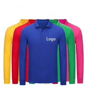 Groothandel Nieuwe Mode Polyester En Katoen Custom Logo Heren Polo T-shirt Gedrukt Mannen Lange Mouw Polo Shirt