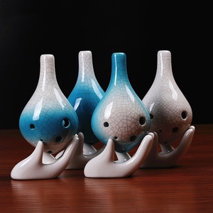 Ocarina en céramique 6 trous Alto C, finition craquelée, forme goutte d'eau, instrument à vent pour débutants, vente en gros - Product Image 2