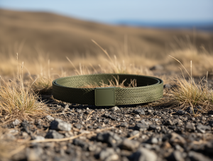Cintura Intrecciata da Uomo 4.0cm 125cm Verde Militare con Fibbia in Plastica - Product Image 2