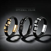 Bracelet en cuir tressé pour homme personnalisé OEM ODM, fermoir en acier inoxydable 316L, bracelet en cuir fait main unisexe