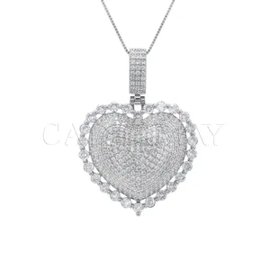 卡德梅时尚爱情情人节礼物925纯银35毫米宽心硅石吊坠珠宝订婚项链
