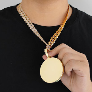 Hip Hop Iced Custom <b>Letters</b> Pendant Necklace Trendy Gold Ice Chain Paved Cubic Zircon Stone Mainly Made <b>Brass</b> for Men Women - Product Image 1
