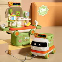 Mini remorque amusante 2 en 1 pour docteur de cuisine, jouets de simulation, chariot de rangement, table médicale, jouets de simulation