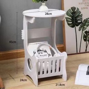 Mini Round Bedside Table White Wood <b>Storage</b> <b>Cabinet</b> Coffee Table <b>Bedroom</b> Side Table - Product Image 2