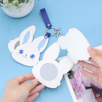 YY Étui miroir en forme de lapin, porte-clés, cadeau, étui portable pour rouge à lèvres, organiseur de cosmétiques, breloque de sac à main tendance