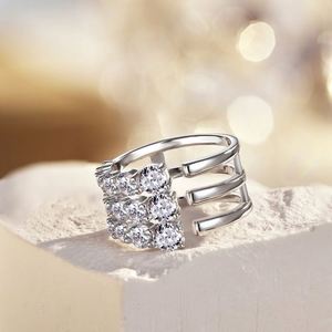 Dylam Luxury Design 925 Sterling <b>Silver</b> Rhodium Plated 3 Layer Bow <b>Adjustable</b> 5A Zirconia Diamond Eternity Band Wedding <b>Ring</b> - Product Image 6