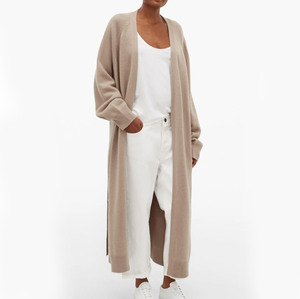 Morbido Cardigan Lungo Invernale <span class=keywords><strong>in</strong></span> <span class=keywords><strong>Lana</strong></span> e Cashmere per Donna, Vestito Maglione a Maniche Lunghe <span class=keywords><strong>in</strong></span> Cashmere Lavorato a Maglia - Product Image 3