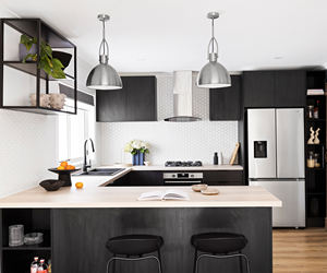 Custom <b>Black</b> Modular Wooden <b>Kitchen</b> <b>Cabinets</b> China Hanging Complete Set for Apartment and Villa Use - Product Image 3