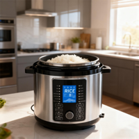 Cuisinière à pression électrique entièrement intelligente de 6 L avec boîtier en acier inoxydable, contrôle numérique, cuve intérieure antiadhésive, fonctions programmables