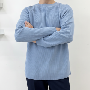 MUJI เสื้อยืดถักผู้ชายฤดูใบไม้ร่วงฤดูหนาว7สี - Product Image 1