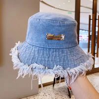 Topi Bucket Kasual Outdoor Desain Kartun Katun Dicuci Logo Patch Sendiri Huruf Logam Pabrik OEM Vintage Hip Hop Travel