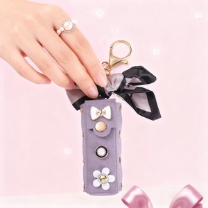 Factory Wholesale HM Fashion Mini Bow Lipstick-shaped PU Leather Eco-Friendly Washable Car <b>Keychain</b> Charm Women Handbag - Product Image 4