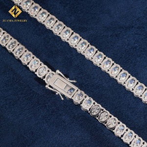 ZUANFA JEWELRY 925 Silver Oval Cut Moissanite <b>Statement</b> <b>Necklace</b> Unisex Luxury Tennis Chain - Product Image 6
