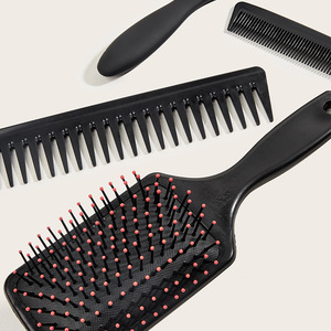 Wanmei Black Carbon Fiber Hair Styling Set 4-Piece Comb <b>Brush</b> <b>Smoothing</b> Massage Tools for Women - Product Image 4