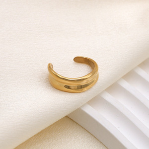 Geometric Open Double Layer <b>Titanium</b> Steel <b>Ring</b> For Women Gold Color Index Finger Jewelry Gift Fashion Accessory - Product Image 1